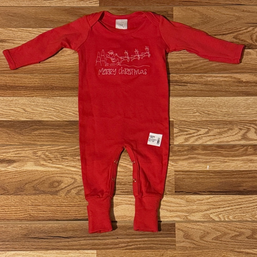 Merry Christmas Red Kids Footie Pajamas